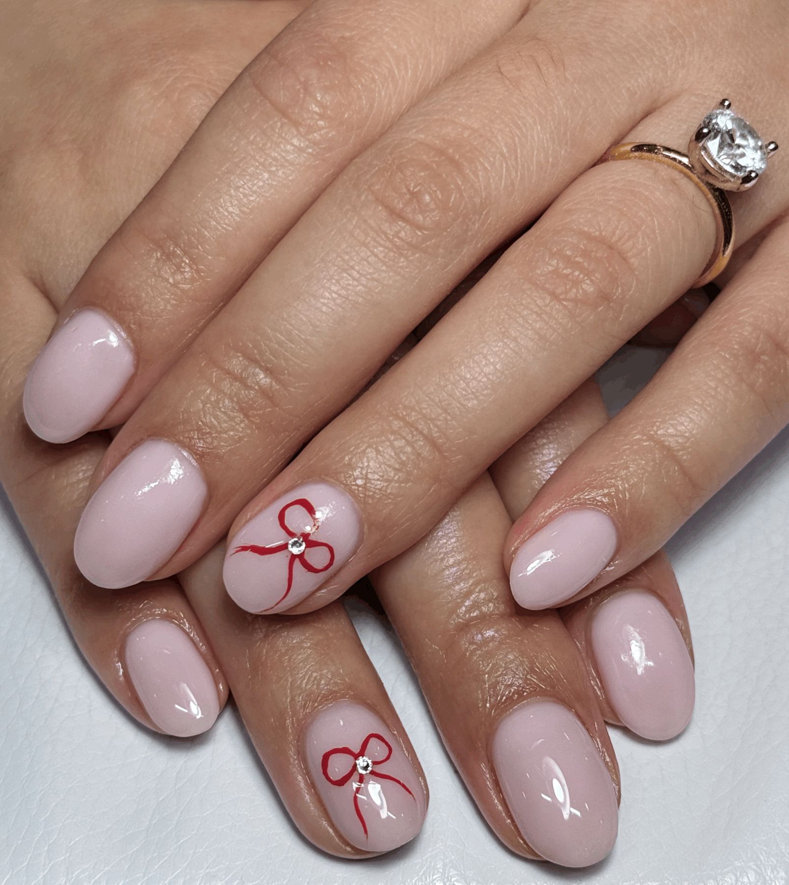 Hand-painted bow nail art